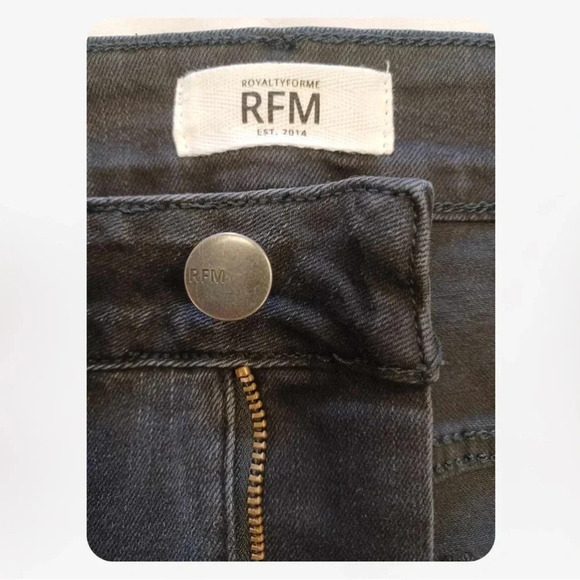 RFM Royalty For Me Black Wash Fading Wide Leg Mid Rise Jeans Size 20W - Picture 7 of 8